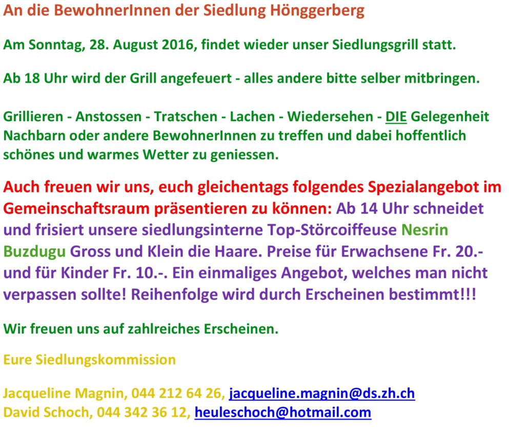 Grill und Coiffeuse