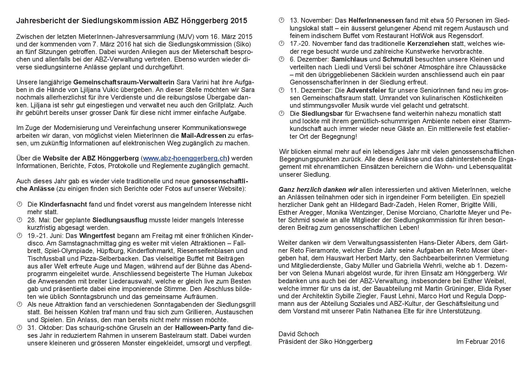Jahresbericht der Siedlungskommission ABZ Hönggerberg 2009_2010